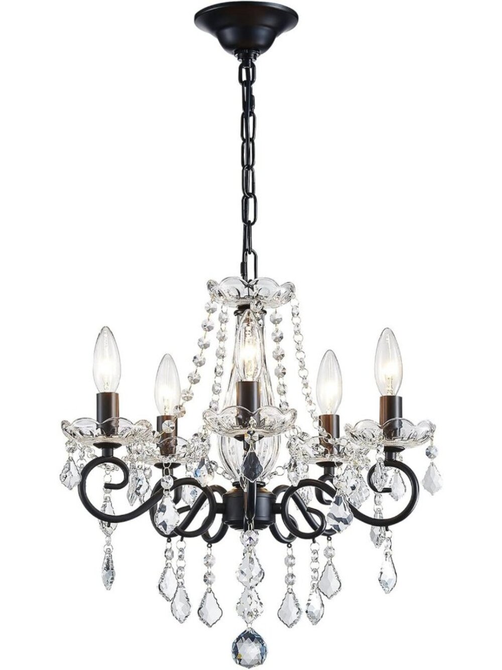 Modern Mini Crystal Chandelier - Stylish Black Pendant Light for Dining, Bedroom